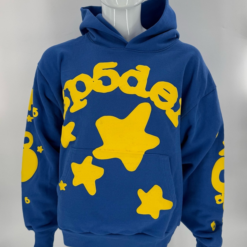 SP5DER Beluga Hoodie TC Blue Pullover Mens Size L